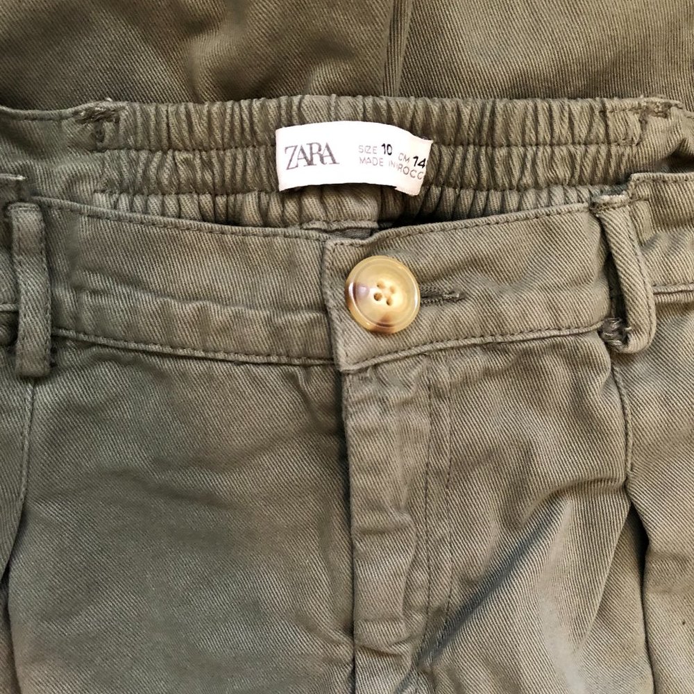 Zara Kids Girls' Green Military Cargo Pants